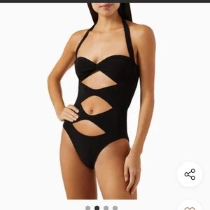 Norma Kamali Black Cutout One-Piece Swimsuit medium NWT